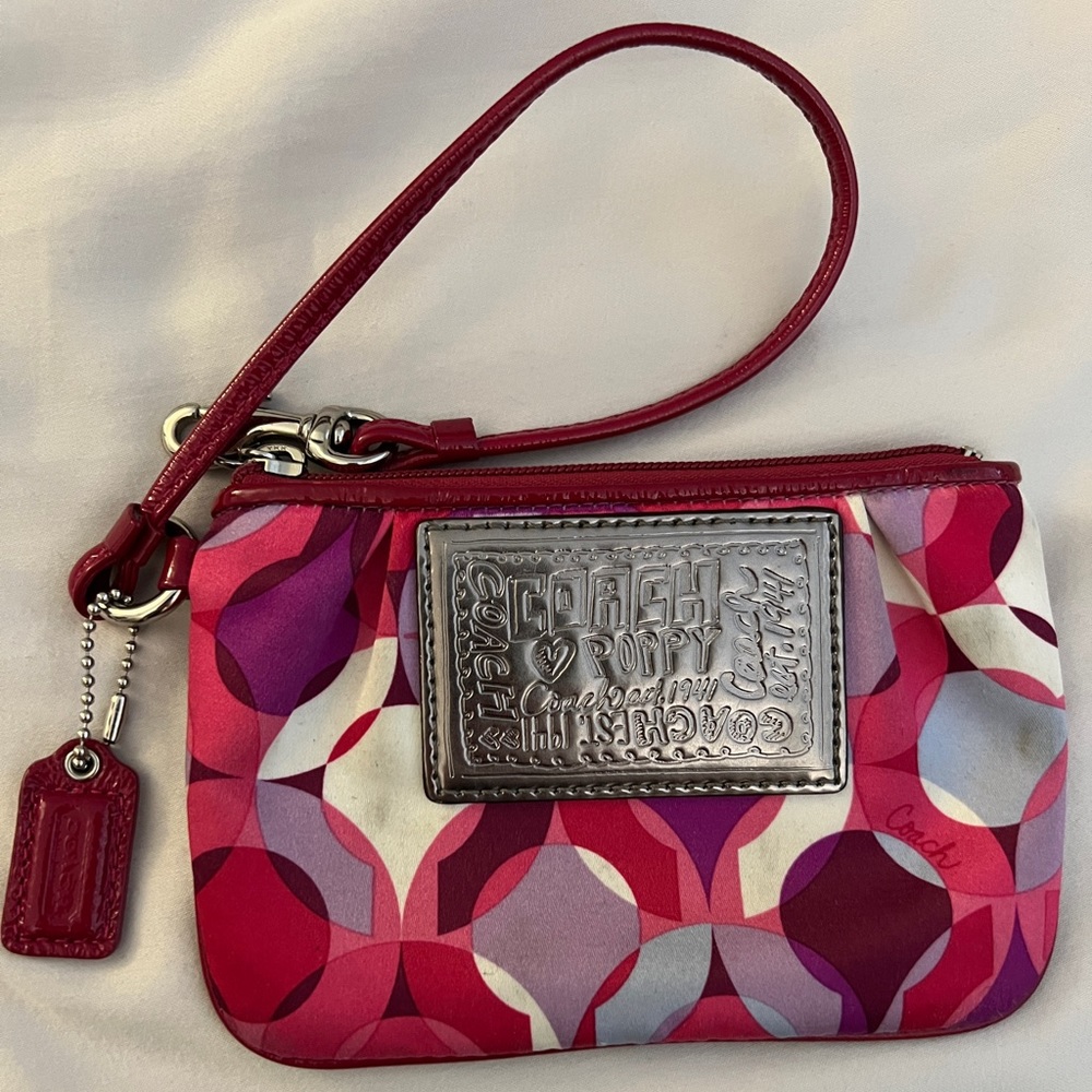 Small Pink Coach Poppy Wristlet